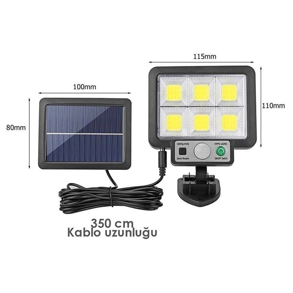 POWERMASTER JX-F72 SOLAR PANELLİ HAREKET SENSÖRLÜ ÜÇ MODLU DUVAR LAMBASI
