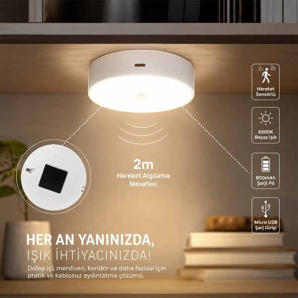 Powermaster MX-T06 USB Şarjlı Hareket Sensörlü 6 Ledli Lamba Fiyatı - Merter Elektronik