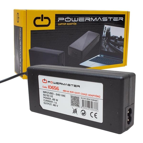POWERMASTER PM-10656 48 VOLT - 1 AMPER 5.5*2.5 MM UÇLU NVR KAYIT CİHAZI ADAPTÖRÜ