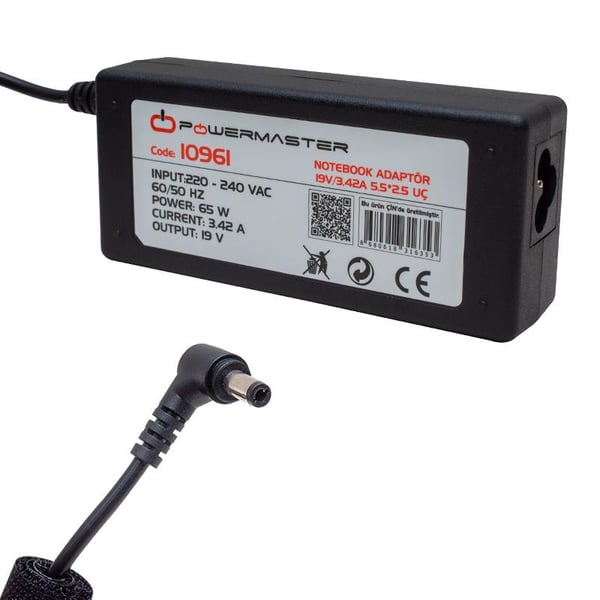 POWERMASTER PM-10961 19 VOLT - 3.42 AMPER 5.5*2.5 MM UÇLU ADAPTÖR (TOSHIBA-ASUS-ACER NOTEBOOK)