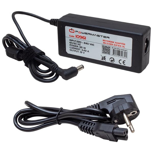 POWERMASTER PM-10961 19 VOLT - 3.42 AMPER 5.5*2.5 MM UÇLU ADAPTÖR (TOSHIBA-ASUS-ACER NOTEBOOK)