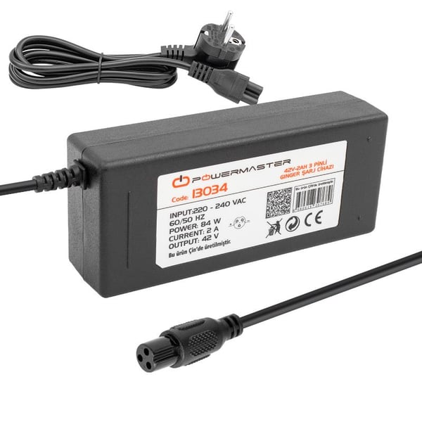 POWERMASTER PM-13034 42 VOLT - 2 AMPER - 84 WATT 3 PİNLİ MASAÜSTÜ GİNGER ŞARJ CİHAZI (13034=21969)