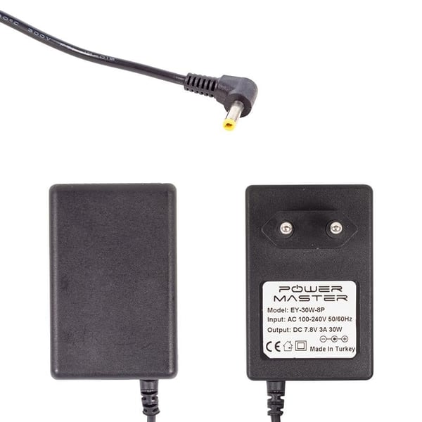 POWERMASTER PM-14444 7.8 VOLT 3 AMPER 3.5*1.35 MM UÇLU AC PLASTİK YAZAR KASA ADAPTÖR