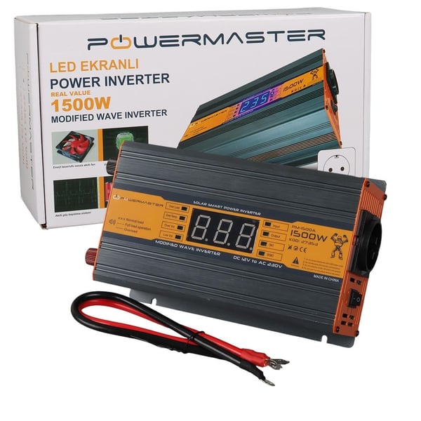 POWERMASTER PM-1500B 24 VOLT 1500 WATT LED EKRANLI POWER INVERTER Fiyatı - Merter Elektronik