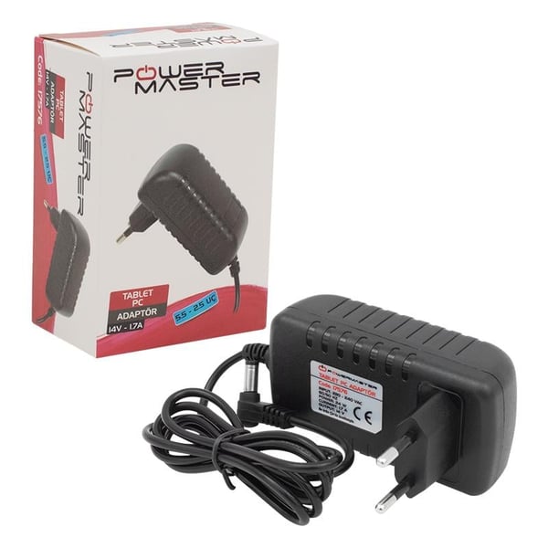 POWERMASTER PM-17576 14 VOLT - 1.7 AMPER - 24 WATT 5.5*2.5 MM L UÇLU PLASTİK KASA PRİZ TİPİ ADAPTÖR
