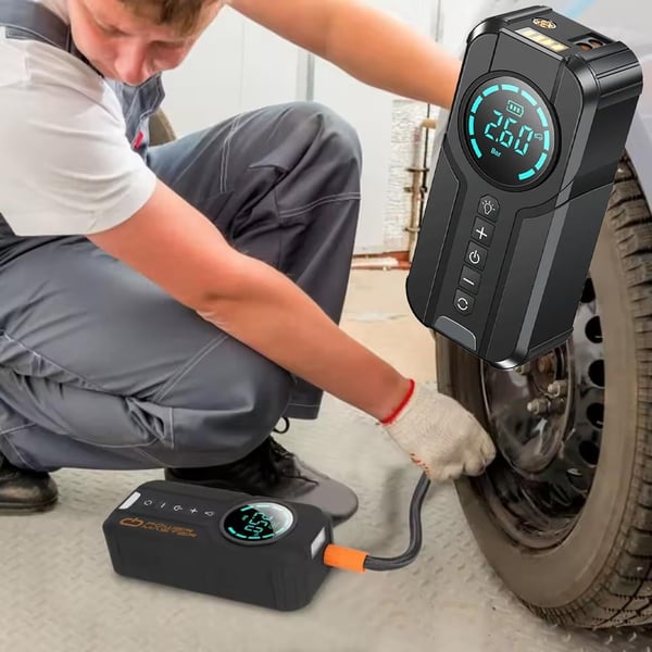 PowerMaster PM-25006 Taşınabilir Dijital Kablosuz Hava Kompresörü Lastik Şişirici Powerbank Akü Şarj El Feneri Fiyatı - Merter Elektronik