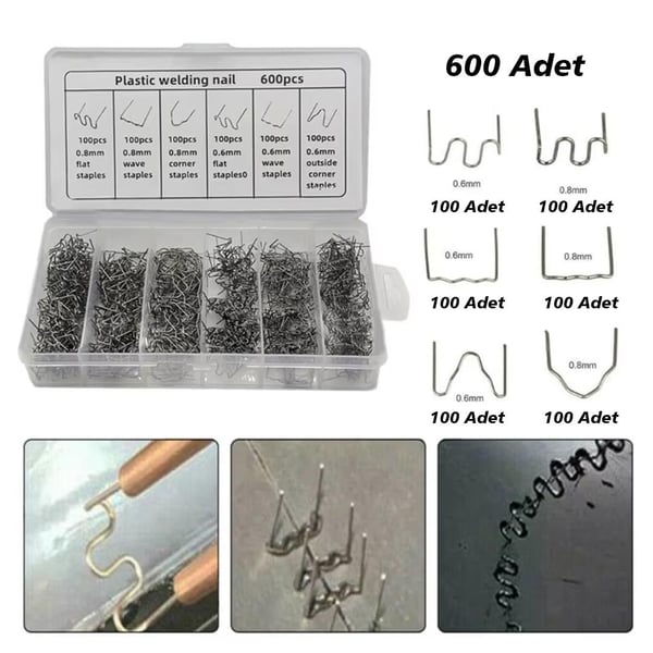 POWERMASTER PM-25315 OTO TAMPON KAPORTA PLASTİK ONARIM TAMİR KAYNAK ÇİVİSİ 6 TİP ŞEKİL (600 ADET)