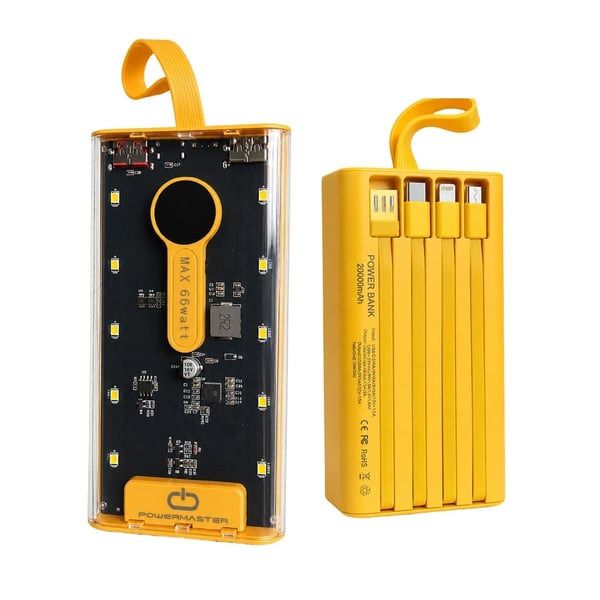 PowerMaster PM-25404 20000 Mah Çift Usb + Type-C Girişli Sarı Powerbank Fiyatı - Merter Elektronik