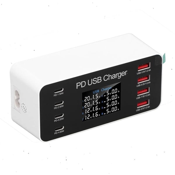 PowerMaster PM-26056 8 Port USB+PD Şarj İstasyonu (4 USB+ 4 PD) Fiyatı - Merter Elektronik