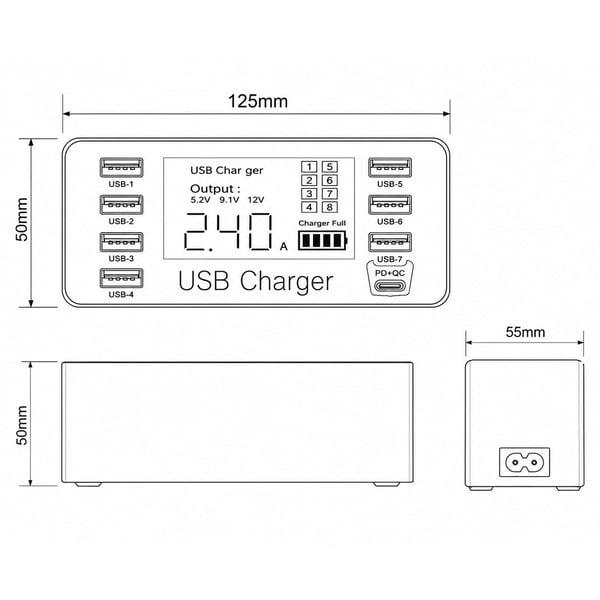 PowerMaster PM-26057 8 Port USB+PD Şarj İstasyonu (7 USB + PD) Fiyatı - Merter Elektronik