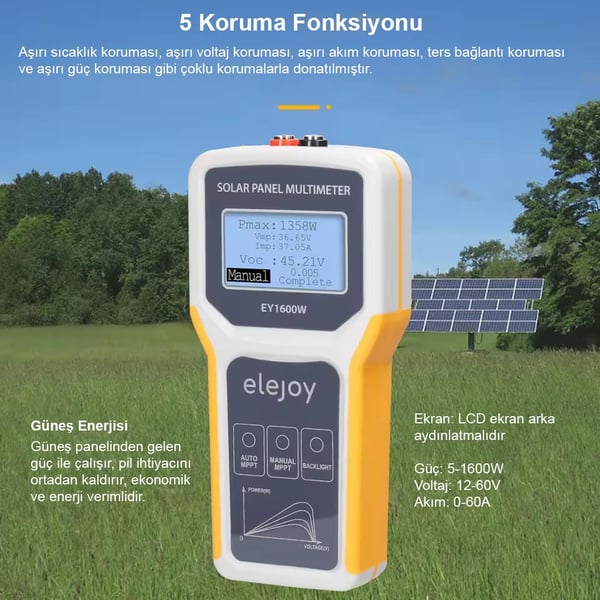 PowerMaster PM-26939 1600 Watt 12-60V Fotovoltaik Panel Multimetre Fiyatı - Merter Elektronik
