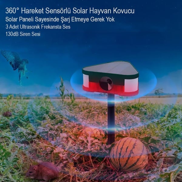 PowerMaster PM-26949 DC 5V Solar Sesli Hayvan Kovucu Alarm Cihazı Fiyatı - Merter Elektronik