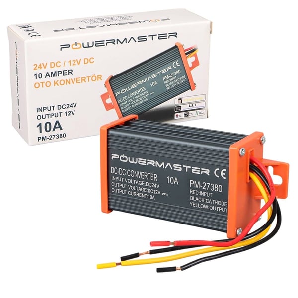 POWERMASTER PM-27380 24V DC / 12V DC 10 AMPER OTO KONVERTÖR Fiyatı - Merter Elektronik
