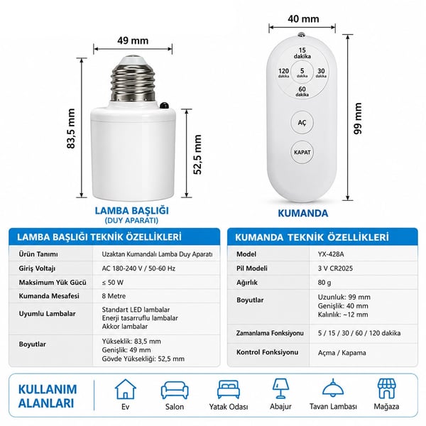 POWERMASTER PM-28728 E27 HAREKET SENSÖRLÜ LAMBA TUTUCU Fiyatı - Merter Elektronik