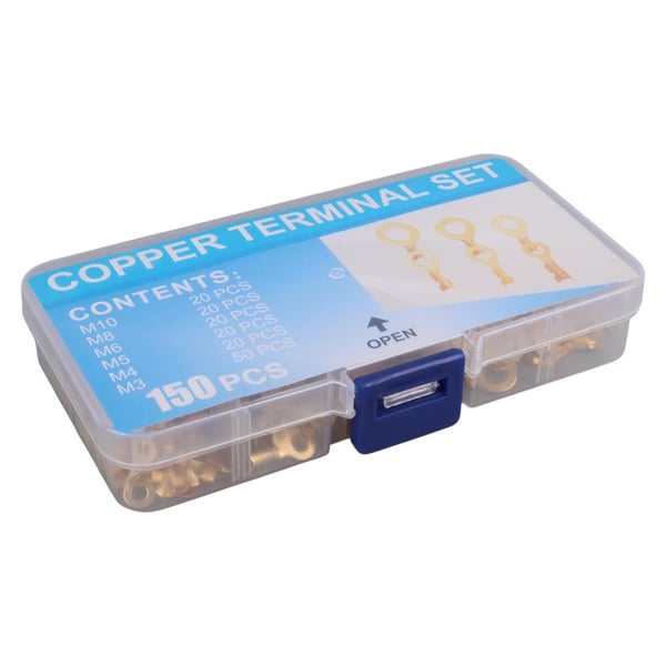 POWERMASTER PM-29114 6 ÇEŞİT 150 PARÇA TOPRAKLAMA KABLO PABUÇ SETİ (M10-M8-M6-M5-M4-M3)