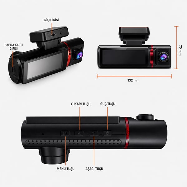 POWERMASTER PM-37888 GPS KAYIT DESTEKLİ 4K+1080P ARAÇ KAMERASI (128 GB KART DESTEKLİ) Fiyatı - Merter Elektronik