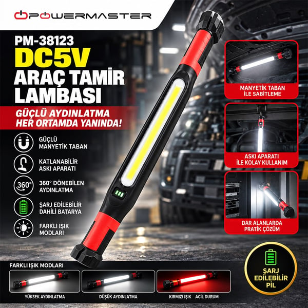 POWERMASTER PM-38123 DC5V ARAÇ TAMİR LAMBASI Fiyatı - Merter Elektronik