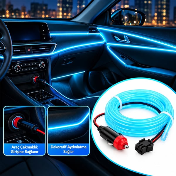 Powermaster 5 Metre 5 Volt USB Adaptörlü Neon Buz Mavi İp Aydınlatma PM-6080 Fiyatı - Merter Elektronik