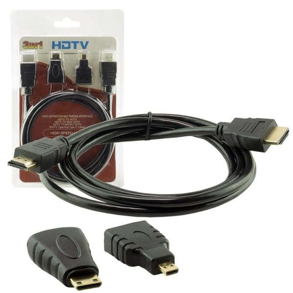 Powermaster HDMI Kablo 3in1 Set 1.5 Metre (HDMI+Micro HDMI+Mini HDMI) Fiyatı - Merter Elektronik