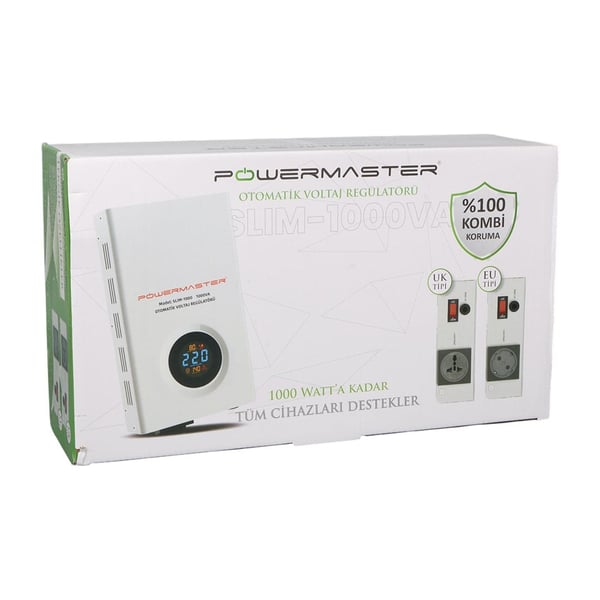 Powermaster SLIM-1000 Otomatik 1000 Watt Voltaj Kombi Regülatörü Fiyatı - Merter Elektronik