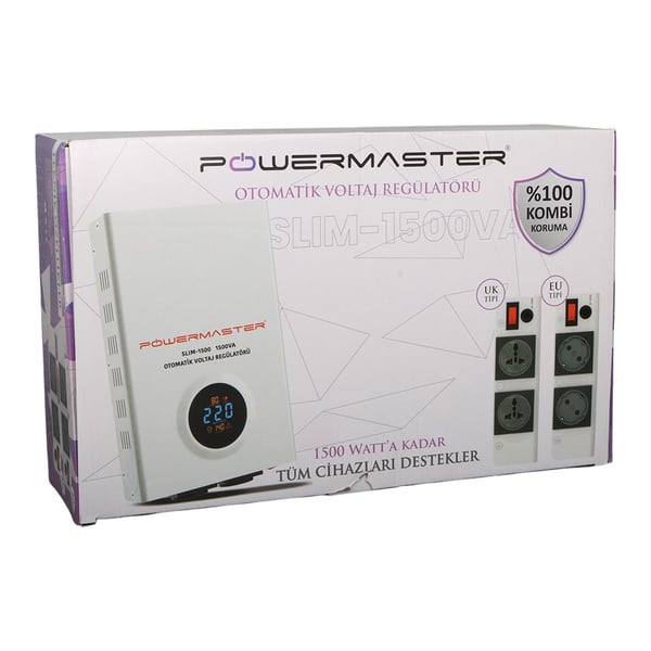 Powermaster SLIM-1500 Otomatik 1500 Watt Voltaj Kombi Regülatörü Fiyatı - Merter Elektronik
