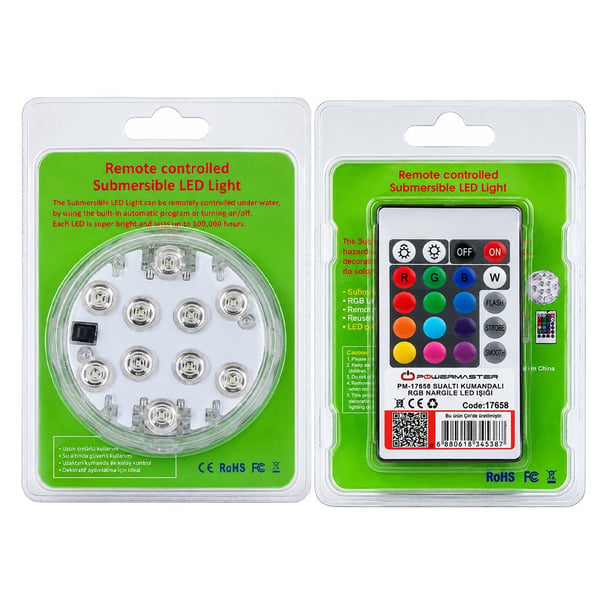 Powermaster Su Altı Kumandalı RGB Nargile Led Işığı PM-17658 Fiyatı - Merter Elektronik