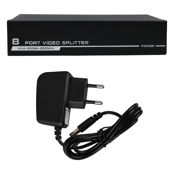 Narita NRT-2508 250 MHz 8 Port 1920x1440 Destekli VGA Video Splitter Dağıtıcı 9 V Adaptörlü Fiyatı - Merter Elektronik