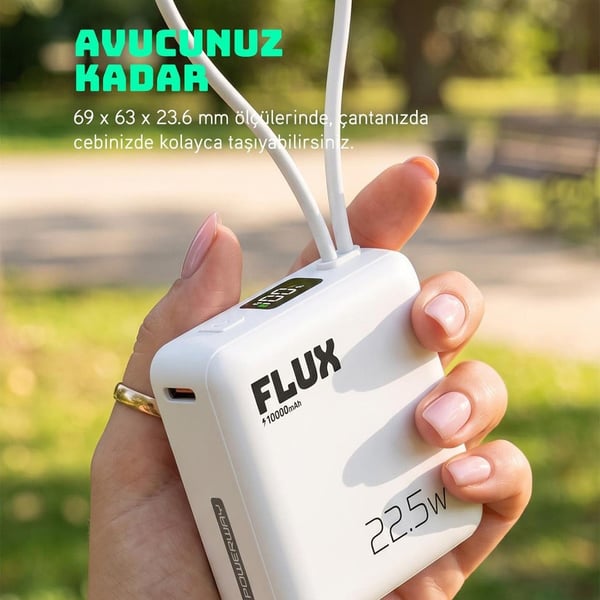 POWERWAY FLUX DİJİTAL EKRAN 22.5W KABLOLU 10.000 MAH BEYAZ POWERBANK Fiyatı - Merter Elektronik