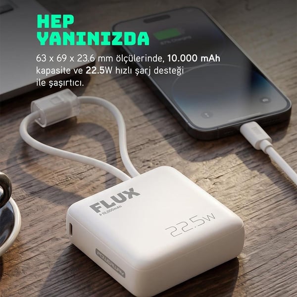 POWERWAY FLUX DİJİTAL EKRAN 22.5W KABLOLU 10.000 MAH BEYAZ POWERBANK Fiyatı - Merter Elektronik