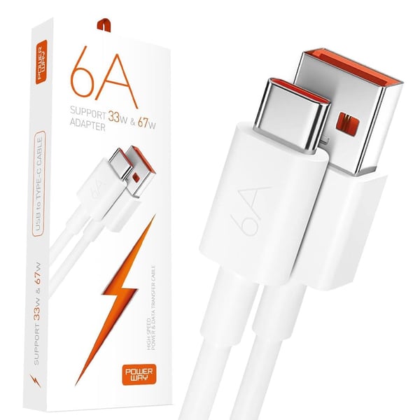 POWERWAY M6 TYPE-C TO USB-A PD 67W 6A 1 METRE ŞARJ DATA KABLOSU