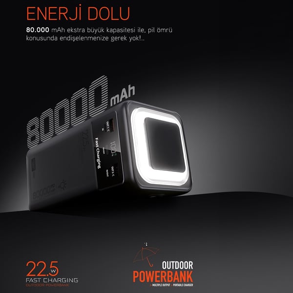 POWERWAY PD80 (PD22.5W) 80.000 MAH DİJİTAL GÖSTERGELİ  POWERBANK