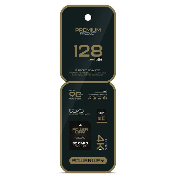 POWERWAY PREMIUM 128 GB 90MB/S ULTRA HIZLI 4K DESTEKLİ  SDXC HAFIZA KARTI