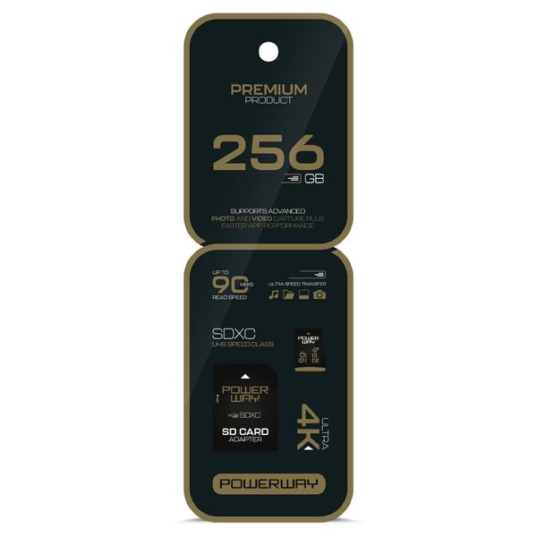POWERWAY PREMIUM 256 GB 150MB/S ULTRA HIZLI 4K DESTEKLİ SDXC HAFIZA KARTI
