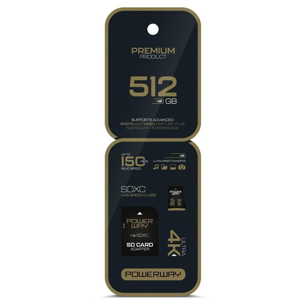 POWERWAY PREMIUM 512 GB 90MB/S ULTRA HIZLI 4K DESTEKLİ SDXC HAFIZA KARTI