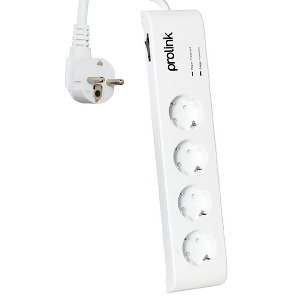 PROLINK PR-SP04 16 AMPER - 3680 WATT - 1050 JOULE 4LÜ 1.5 METRE KABLOLU BEYAZ AKIM KORUMALI PRİZ