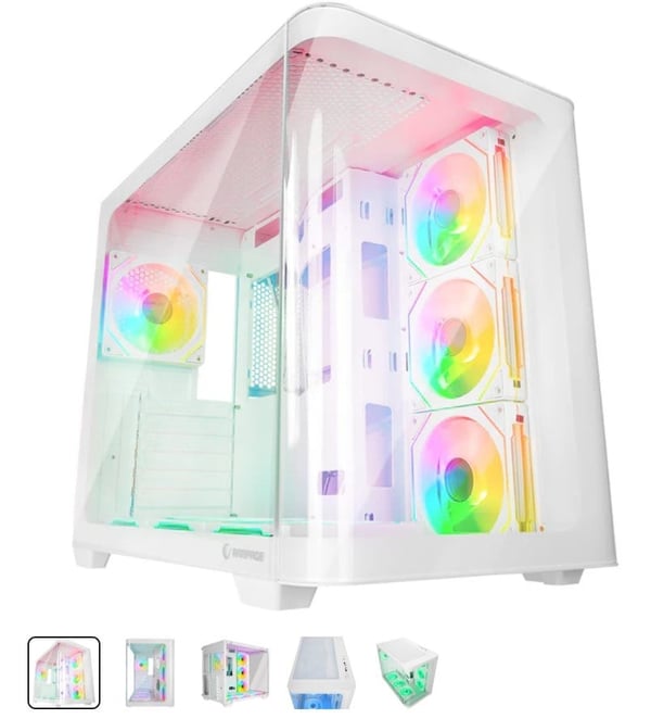 RAMPAGE LOOPY BEYAZ 7X12 CM ARGB FAN KUMANDALI ATX MİD-T OYUNCU KASASI (420X285X385MM)