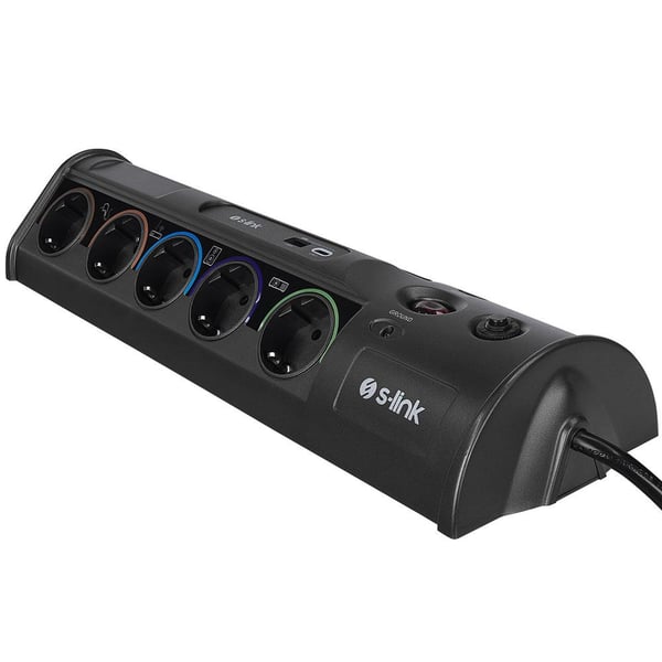S-LINK SP10AF 1860 JOULE ANAHTARLI USB + TYPE-C GİRİŞLİ 10LU 3 METRE KABLOLU AKIM KORUMALI PRİZ