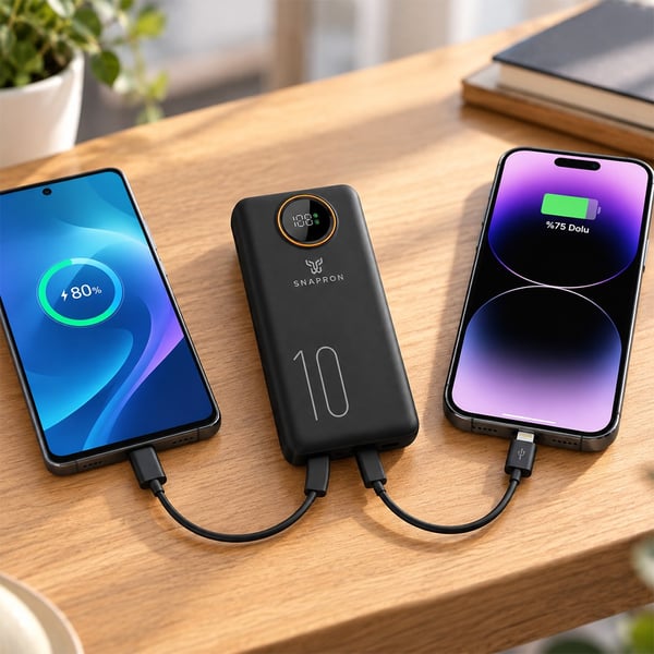 SNAPRON SNP-3012 22.5W LCD ERKAN PD 10.000MAH DAHİLİ KABLOLU HIZLI ŞARJLI POWERBANK