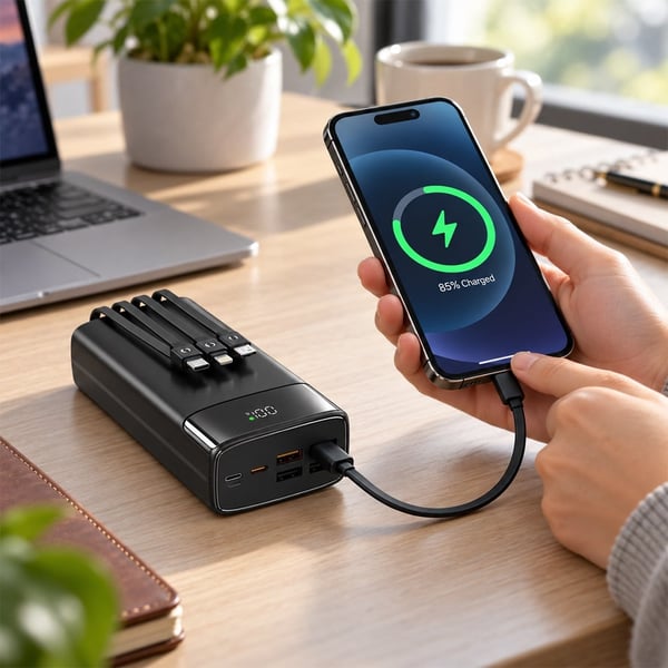 SNAPRON SNP-3035 22.5W LCD ERKAN PD 30.000MAH DAHİLİ KABLOLU HIZLI ŞARJLI POWERBANK