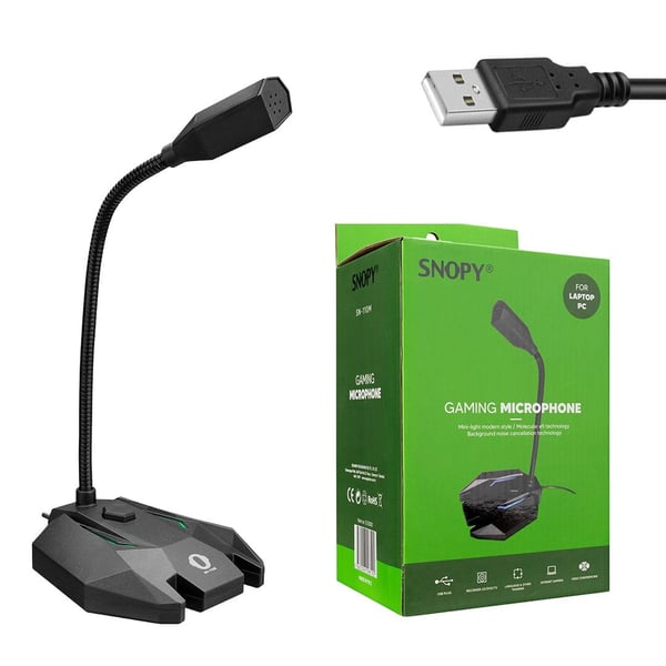 SNOPY SN-110M SİYAH LED IŞIKLI USB GAMING OYUNCU MASAÜSTÜ MİKROFON Fiyatı - Merter Elektronik