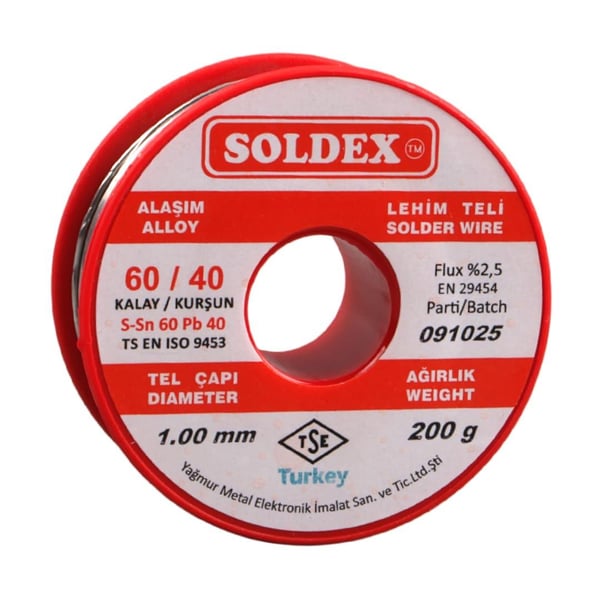 SOLDEX 1.00MM 200 GRAM KALIN LEHİM SN60 PB40 Fiyatı - Merter Elektronik