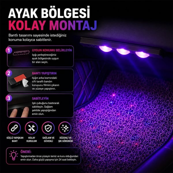 Sunup Araç İçi 7 Renk LED Işık Fiyatı - Merter Elektronik