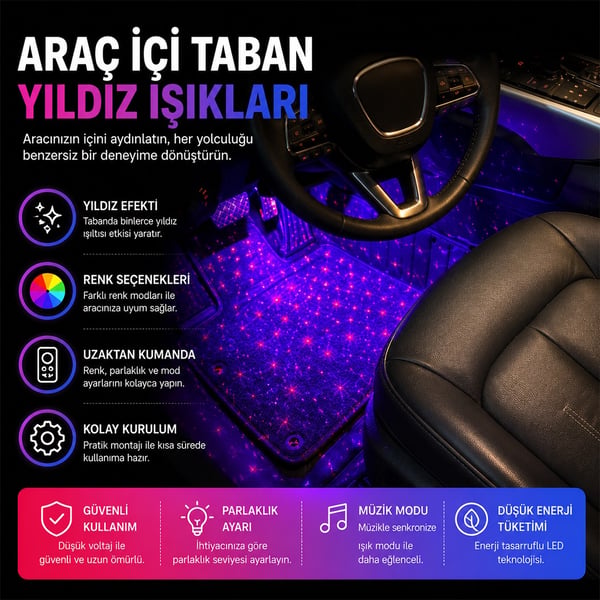 Sunup Araç İçi 7 Renk LED Işık Fiyatı - Merter Elektronik