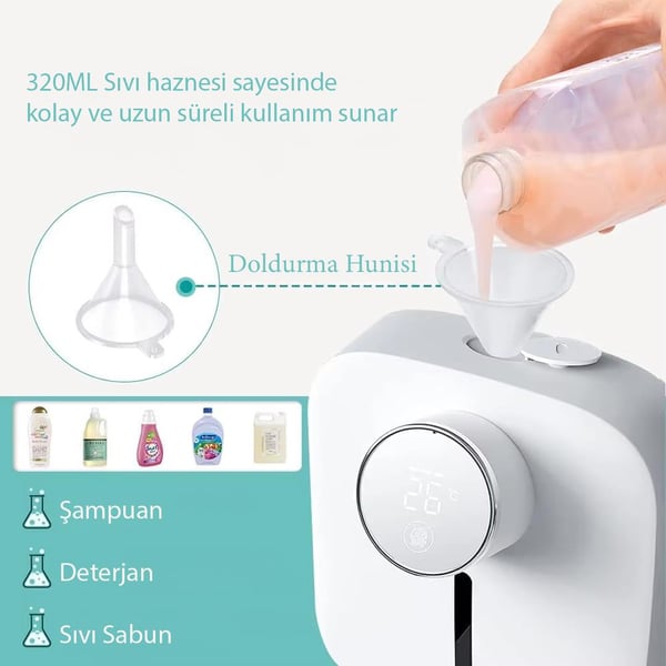 Sunup SN-24916 Sensörlü Otomatik Sıvı Sabunluk Otomatı USB İle Şarj Edilebilir - Merter Elektronik
