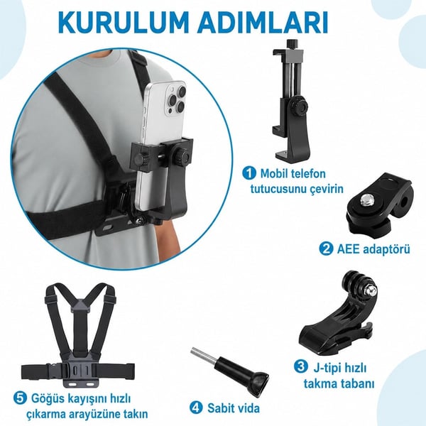Sunup SN-25950 Ayarlanabilir Aksiyon Kamera Göğüs Kemeri Fiyatı - Merter Elektronik