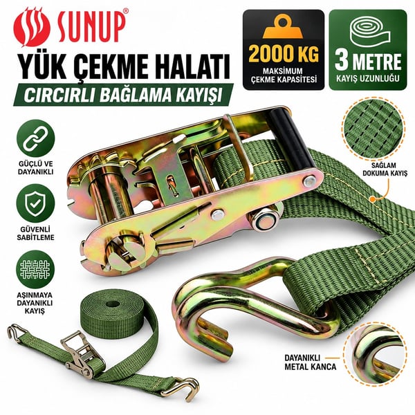 SUNUP SN-37783 3 METRE YÜK TAŞIMA HALATI Fiyatı - Merter Elektronik