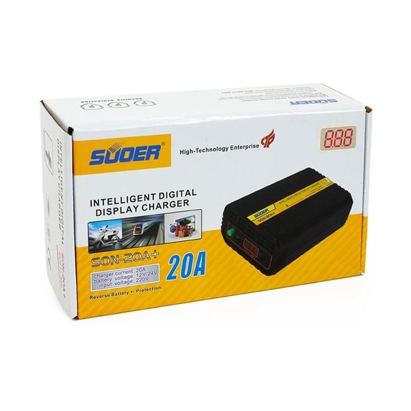 SUOER SON-20A+ 12 VOLT - 24 VOLT - 20 AMPER AKILLI AKÜ ŞARJ CİHAZI