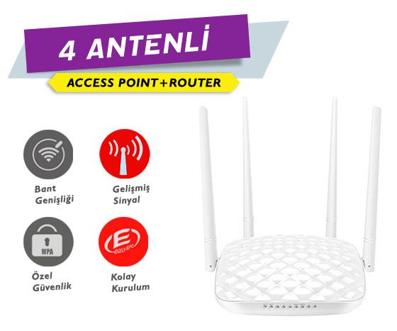 TENDA FH456 4 PORT 4X5DBI 4 ANTENLİ 300 MBPS 4 PORT ACCESS POINT+ROUTER