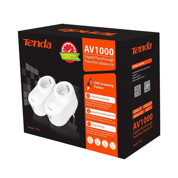 TENDA PH6 AV1000 1000 MBPS ETHERNET 1 PORT POWERLINE ADAPTÖR KİT