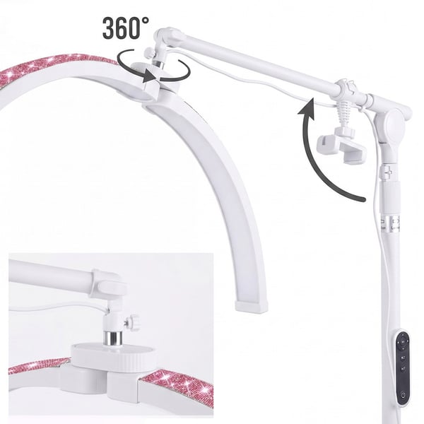 TRLED F-700B KATLANABİLİR AYAKLI TIRNAK MASA LAMBASI (PEMBE ELMAS DESENLİ)